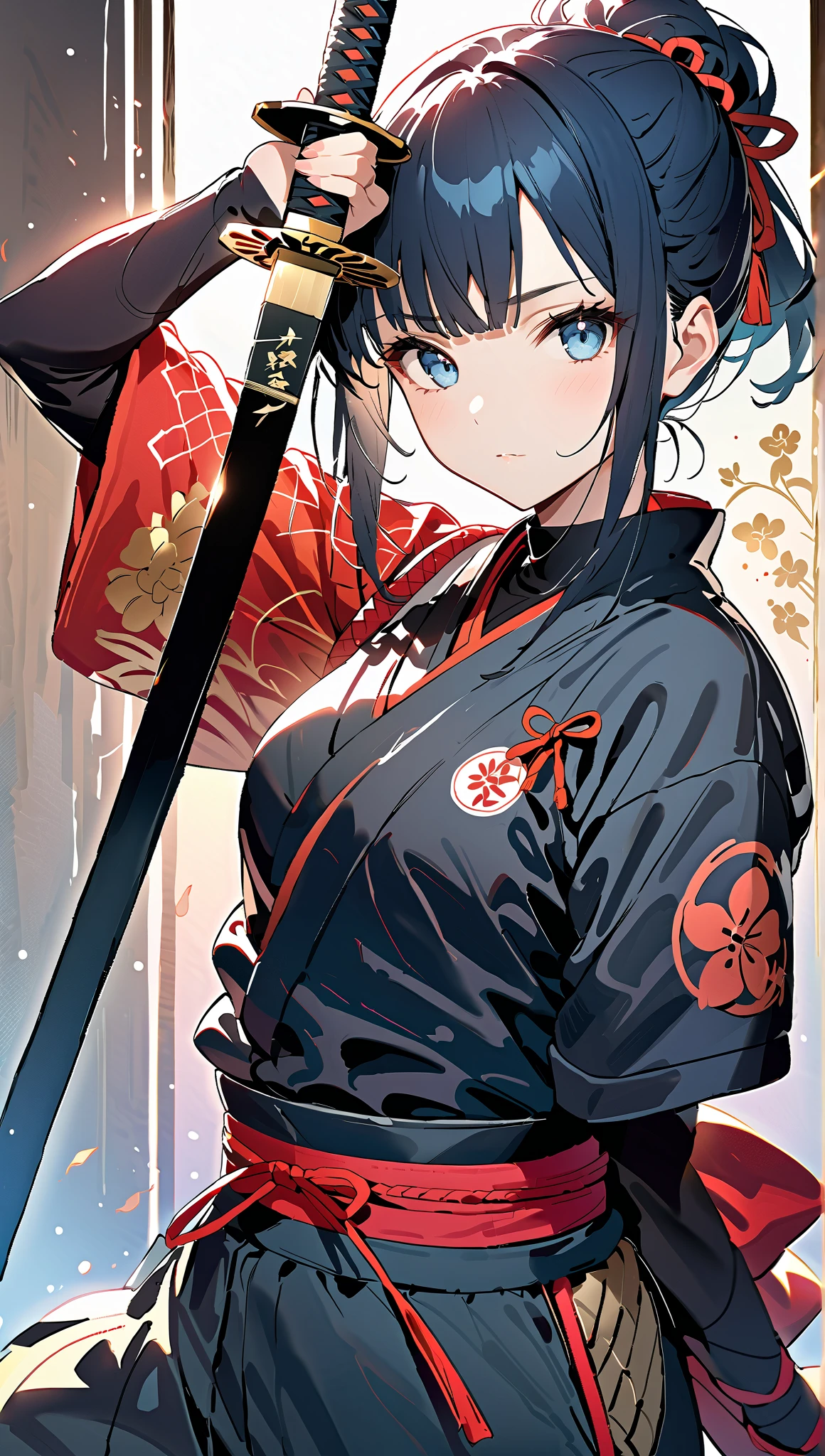 (((((roll up bandage sideways on a chest tightly to cover the chest without gaps))))), (((bandage samweways))),, ((Japanese Gangster BOSS)), adult woman with the dignified presence, Killing Qi, wear nothing around shoulder, wear nothing around neck, wear the kimono, wear it below the waist, I wind it up to control it, and to attach it, ((kimono come off)) ,wear the kimono multiple times, black and gold kimono, put on over jacket of kimono, there is a japanese sword, The handle of the sword, long sword, low angle, whole body, anime character, Glaring, off sholder, Excellent, can see both shoulder, long kimono hem, small face, big tattoo on the arm,muscular,drink sake, The kimono is spreading,ultra-detailed,super beautiful,Masterpiece,Killing Qi,Intimidation, a person,Selfish person,Ginkgo biloba pattern,Under the trees with autumn leaves,tall,Imposing,colorful kimono,vanpire woman,((Circular tattoo on the back)),can see back