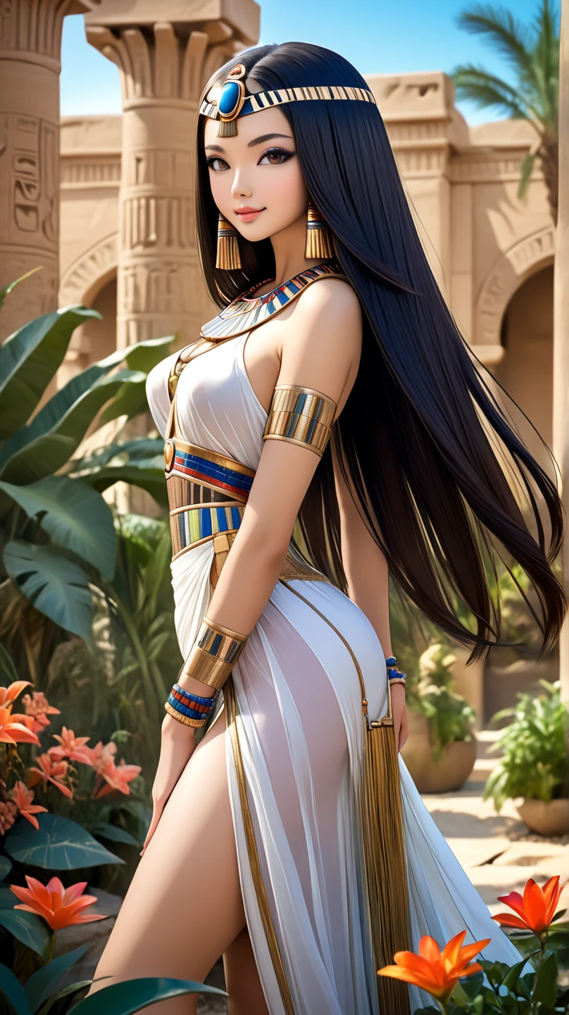1 mulher, rosto, cor olho castanho claro, vestido de cleopatra, Pharaoh, flamingo, beija flor, sentada no trono, Egyptian headdress dourado, cor do cabelo castanho claro, roupa egipcia dourada, embraced like a flamingo animal, ao lado, piramide no fundo, flamingos em volta, mulher seria, implacavel, guerreira, rosto brava, muitos acessorios egipcios, maquiagem egipcia, cat eyes, Egyptian headdress, vestido longo,