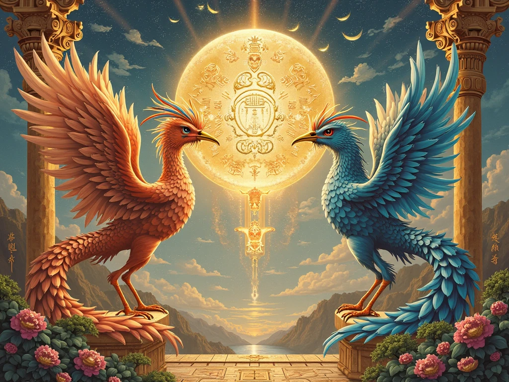 Create a rooster and hen image, life in the backlands, Creator God, The ounce, the flower and the hummingbird, serpent
