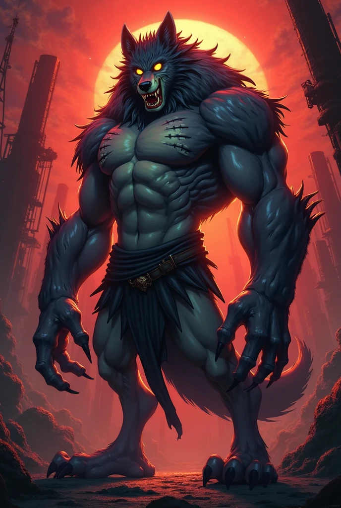 Werewolf, flexing, rape face