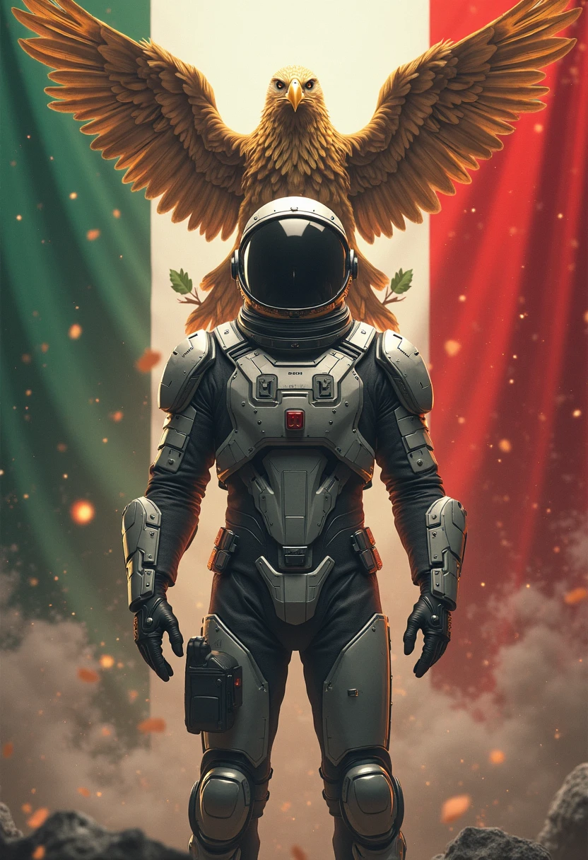 High definition, extreme detail, HDR, Masterpiece, 2K, high definition, extreme resolution, Aliens movie ship, (drop ship:2.0), black, white skull painting on body of the ship, mexican flag sticker on rear wing, falling full speed from orbit to earth, space background,