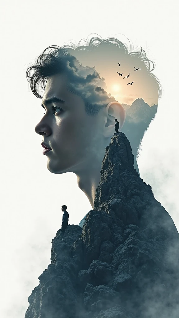 dublex style young Elijah Wood as (Frodo), portrait, dark nature
