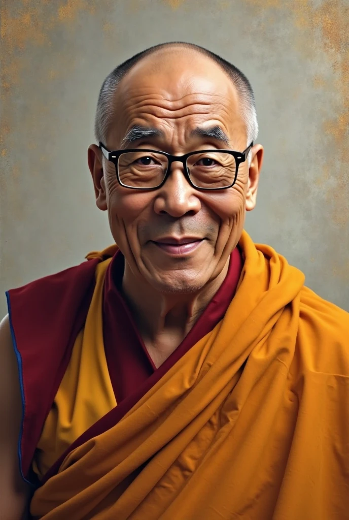 (((Dalai Lama Tenzin Gyatso))), portrait painting, realistic style, soft lighting, serene expression, peaceful atmosphere, vibrant colors, harmonious composition, spiritual aura.