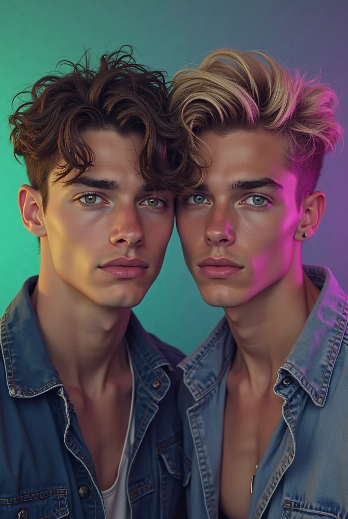 Photo-realistic. A 22-year-old, impossibly attractive, muscular, Caucasian male jock, with short, fade-cut reddish-brown hair, and green eyes, naked, laying on top of, penetrating, and kissing the enormous cock of a fit, handsome, 30-year-old Caucasian male jock, with short, crew-cut blond hair, and blue eyes, naked. They lay on in the back of a pick-up truck, in a forest, at night. They have huge, hard cocks, and cum dripping down their faces and chests. Sexy, romantic, erotic, NSFW.