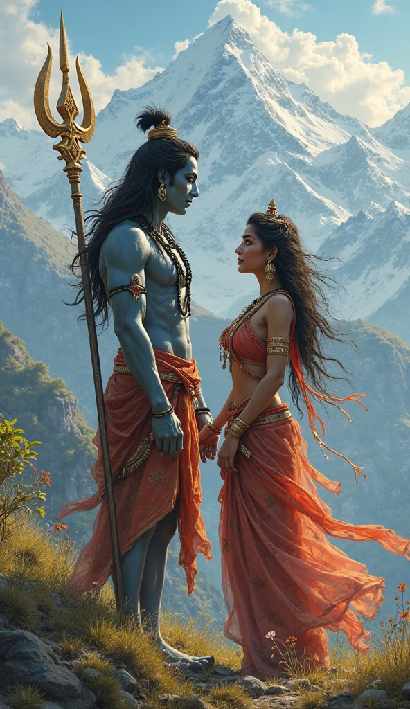 Maa parvati scolding lord Shiva 
Maa parvati in anger and sadness
Lord Shiva is sad
