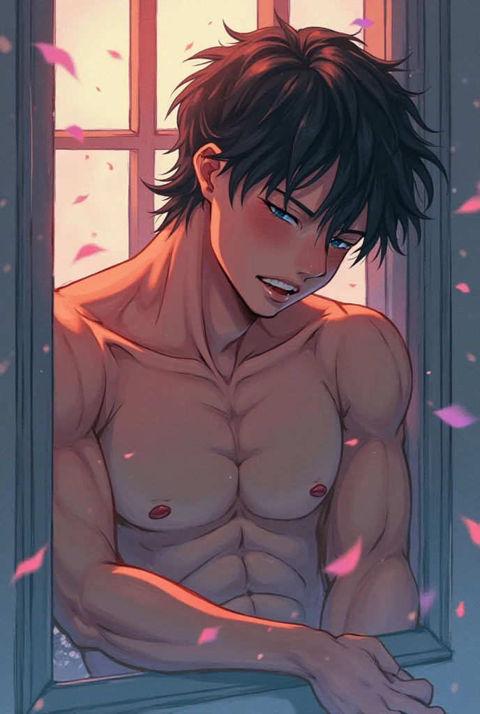 Highest quality,masterpiece,Good guy,Comforting a broken-hearted male friend,Nipples,pubic hair,Simple,Black Hair,kind,Handjob