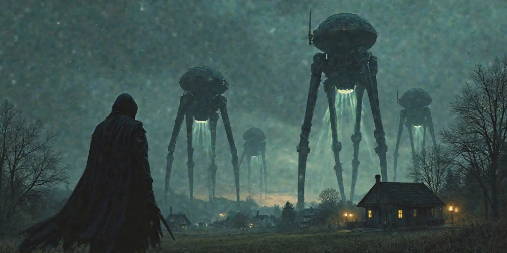 dystopian style cinematic film still cinematic photo cinematic film still DSLR Photo of mad max people holding weapons being dismembered and blown up by huge (robot resembling a cuttlefish with tentacles:1.6) in the middle of a big destroyed dystopian city, blood and gore, (human skulls littering the floor:1.4), descriptions of agitation from their feet, expressions of awe. By Henry Cavill, Chibi style.<lora:xl_more_art-full_v1:0.5> . Huge atomic explosion mushroom cloud in the far background. bleak, detailed, textural, artistic . shallow depth of field, vignette, highly detailed, high budget, bokeh, cinemascope, moody, epic, gorgeous, film grain, grainy, <lora:Blade_Runner_2049_Loha:0.31>villeneuve, atmosphere, <lora:bldr:0.4> bldr, building, , windows, rain, rooftop, flying, <lora:Chenorbyl_v1:0.41> chern4byl, USSR CCCP Soviet propaganda <lora:CCCP_XL_V1:0.41>, <lora:MJ52:0.61>, andscape depicting a post-apocalyptic world where nature or otherworldly beings have overpowered the remnants of civilization. Showcase desolate urban ruins or wastelands that narrate the fall of mighty empires. <lora:Apocalyptic:0.51> <lora:scifi-horror:0.51>, dead bodies, desolation <lora:Desolation:0.41> . 35mm photograph, film, bokeh, professional, 4k, highly detailed . shallow depth of field, vignette, highly detailed, high budget Hollywood movie, bokeh, cinemascope, moody, epic, gorgeous, film grain, grainy . bleak, post-apocalyptic, somber, dramatic, highly detailed