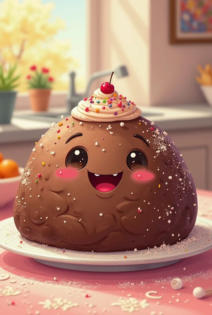 Chocolate brownie with cartoon style