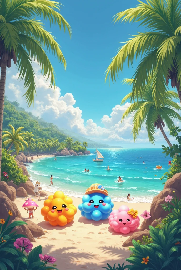 advertising poster, Promotional Photo for Pop Rap Single CALIFÓRNIA GIRLS by artist called Doja Cat, with bikinis, various sweets, candies, lollipops, jellies, pink clouds, hair down to the toes, big , perfect body, fantastic landscape,