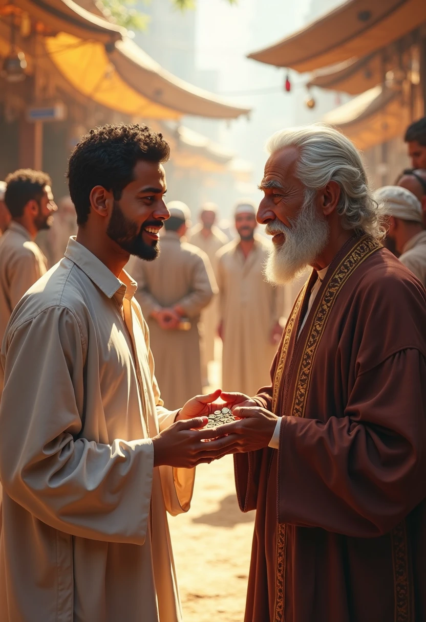 An old man stopped laughing and said, "Son, your towel is like a towel on a donkey's back." Hasan smiled and said, "If it is on the back of a donkey going in the way of Allah, then it is honorable."

Everyone smiled and said, "You're right