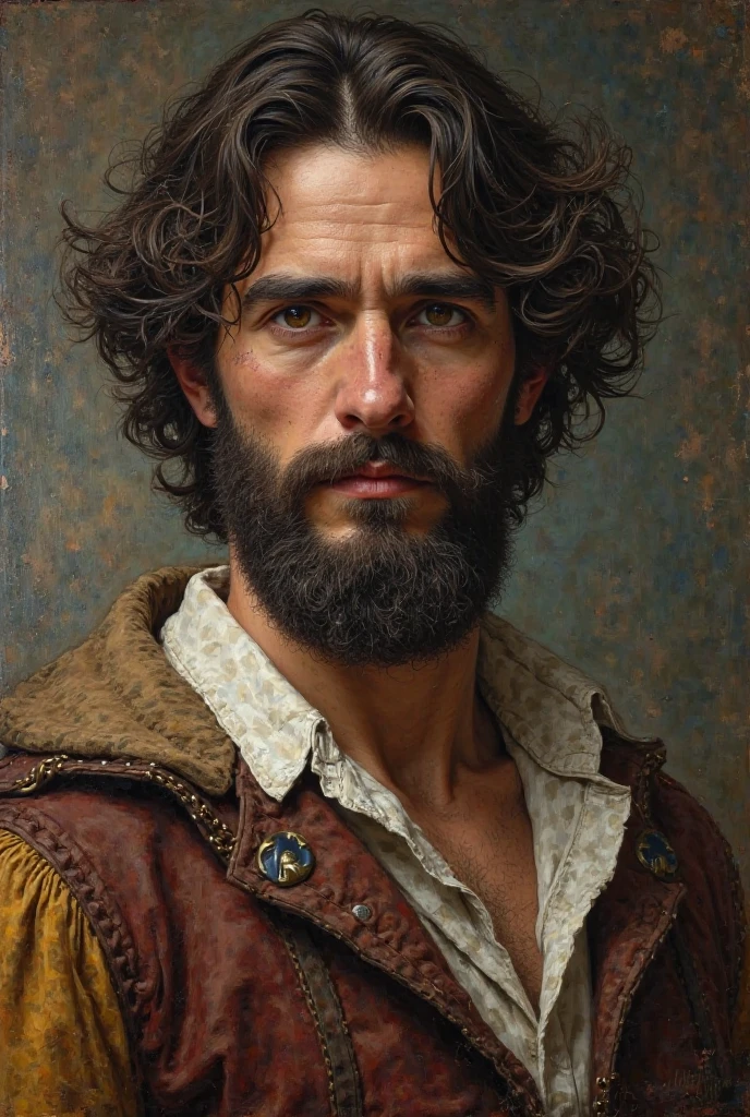 Young Don Quixote, with beard, in real person , Not in animated
