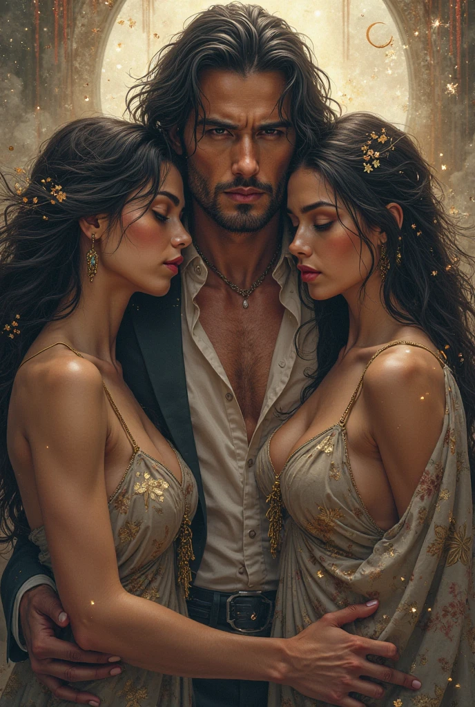 Powerful fantasy handsome young couple and mistress