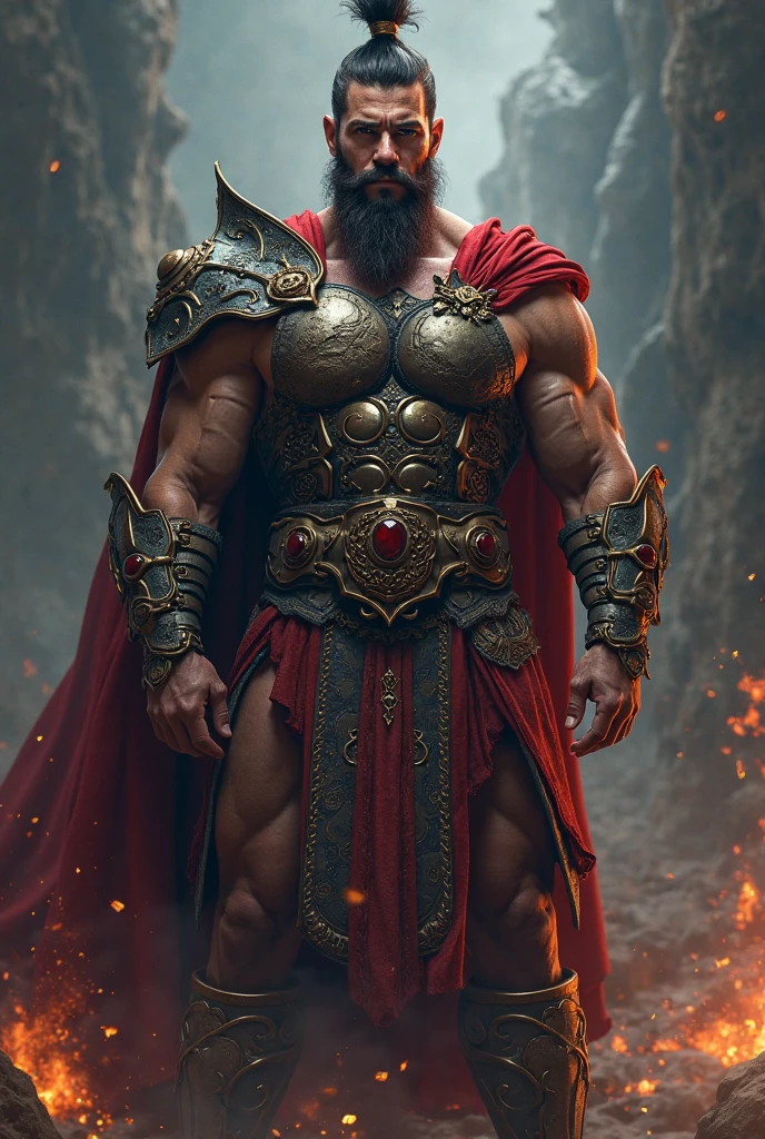 realist, (masterpiece), (photorealist:1.3), ultra detailed, (high detailed:1.2), (Best Quality:1.0), manly, muscular, Tall Man, chest hair, A man in royal attire and a golden mask., covered with a small insulting armor, fancy, full body character sheet, huge bulge in crotch, cuerpo muscular, full body view, inside a castle, very small thread loincloth, Haircut, Shadow of six o'clock.