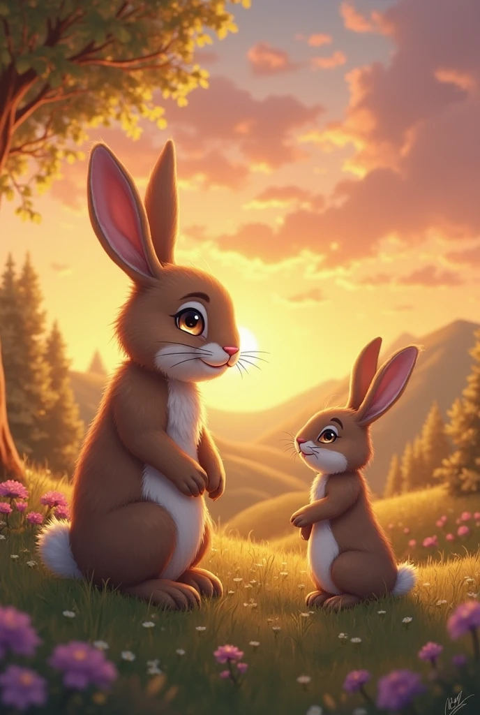 Big Rabbit smiled and said:
"Yes, but the sun is setting, we should go back home."