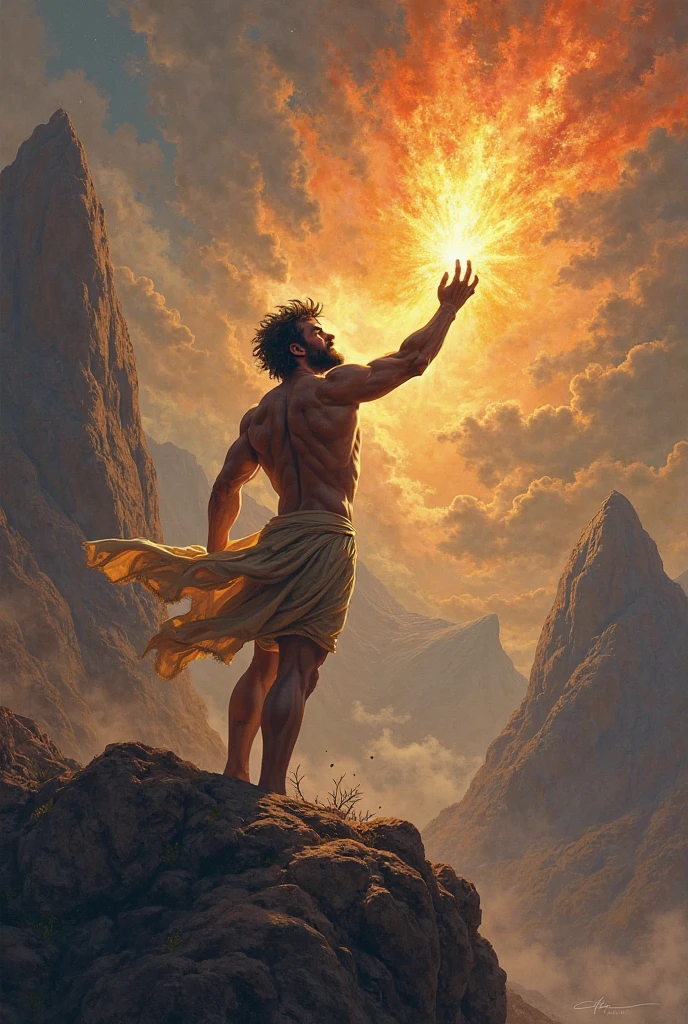 titan prometheus stealing fire from zeus