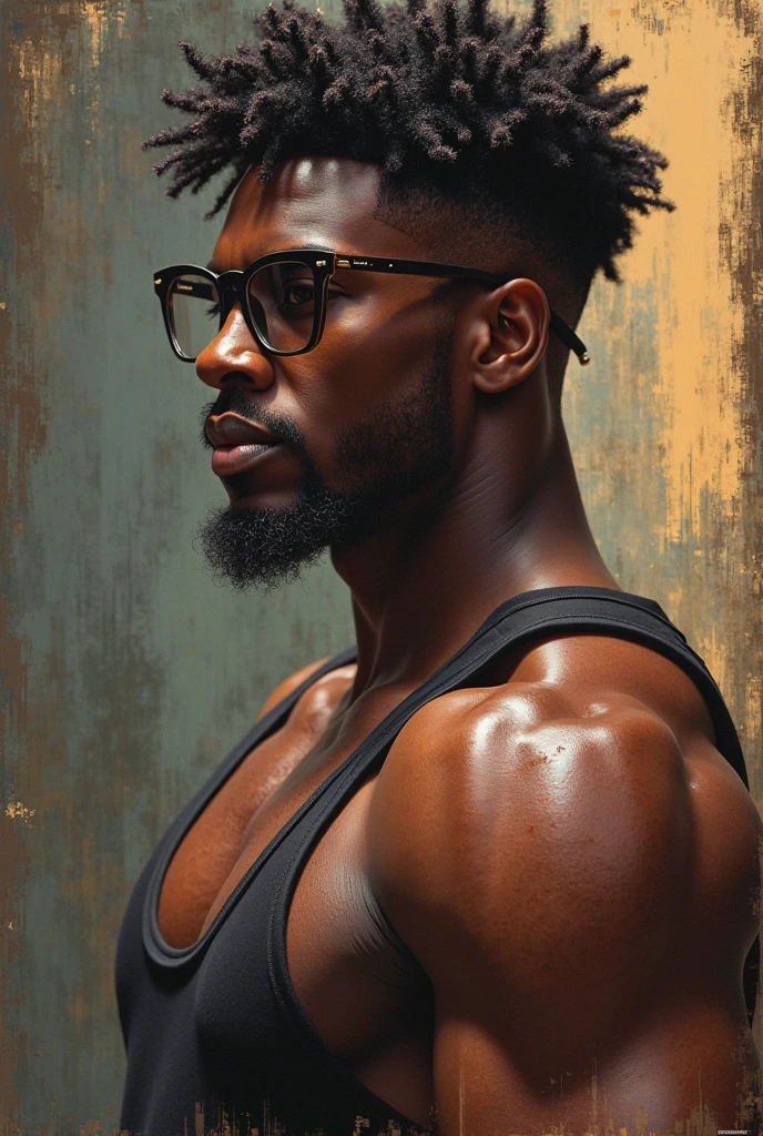 a heavily tattooed and pierced African-American barber in an empty luxury HI-TECH barbershop, very charismatic gay, 180 cm height, 30 years.

The style is modern and atmospheric, with an emphasis on detail. The main focus is on the expressiveness of the character and the luxurious setting of the barber shop. 

The angle is chosen so, to show the barber in a close-up from the waist up. This allows you to focus on his charismatic image, tattoos and piercings. The barber occupies the central place in the frame, leaning slightly towards the camera, which creates an effect of intimacy and engagement of the viewer. The barbershop is modern and upscale, with sleek, dark toned decor, leather chairs, and polished surfaces.  The lighting in the room is soft, highlighting the luxury of the barbershop, illuminating interior elements, executed with great attention to detail.

The color palette is kept in warm tones, in rich colors. Dark and rich colors predominate: deep brown and black interior hues, golden yellow and soft warm light accents, illuminating tattoos and details of the room. The barber's skin tone is natural, but somewhat enhanced for contrast with his dark tattoos and clothing. tattoos, In turn,, stand out in bright colors