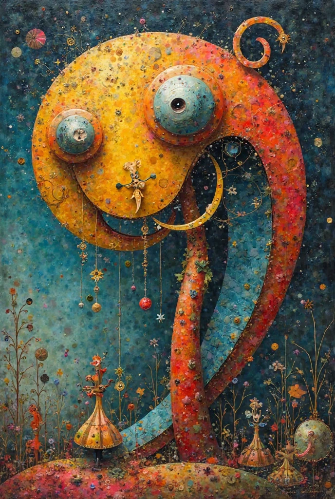 Mythical creatures, author:Zdzislaw Beksiński and Vincent Van Gogh,romantic, Surrealism ,Smiling Baby