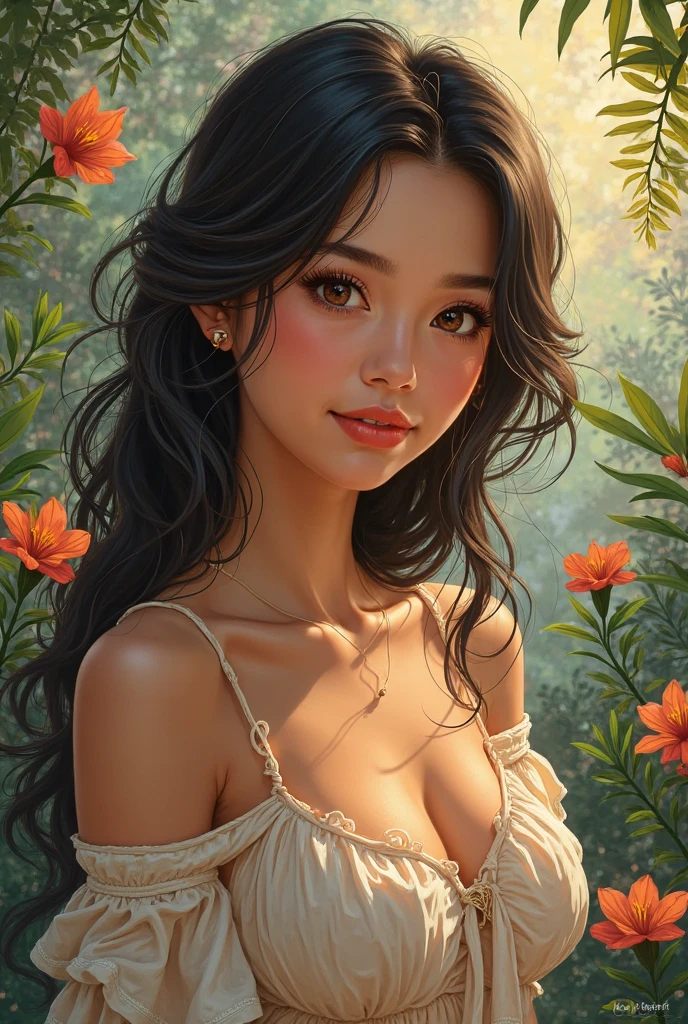 a beautiful woman with black hair 