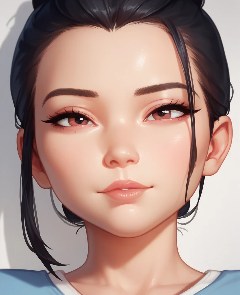 arafed woman with long hair, xision wu, christy ren, gemma chen, louise zhang, female actress from korea, lulu chen, chengyou liu, mei-ling zhou, a young asian woman, portrait of female korean idol, yun ling, young asian woman, wenfei ye, qifeng lin, highly detailed, 4k, ((in her 50s)), slightly overweight, smaller breasts, (((((nude))))), ((((((upper body portrait)))))), ((plain white background))