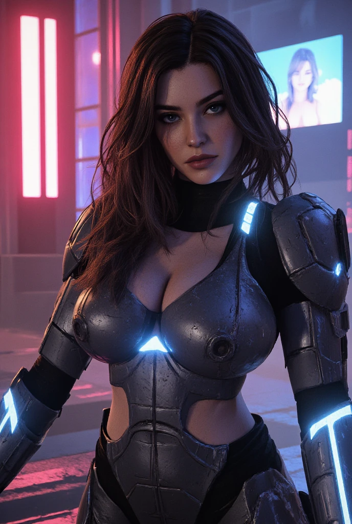 Highest image quality,Outstanding details, The best illustration,Favor the details,closeup cleavage,A mech girl,He has a delicate and beautiful face,((Red and white semi-mechanical body:1.8)),Raised sexy,cleavage,onbed,frontage,cyber punk perssonage,Futuristic,mechanically aesthetic,Complex machinery,The background is a high-tech lighting scene in the future city,Virtual Engine 5,Perfect detail rendering,rendering by octane,hyper HD, pose facing camera, full body pose, facial features mix of Kate Beckinsale Rachel McAdams Carla Gugino