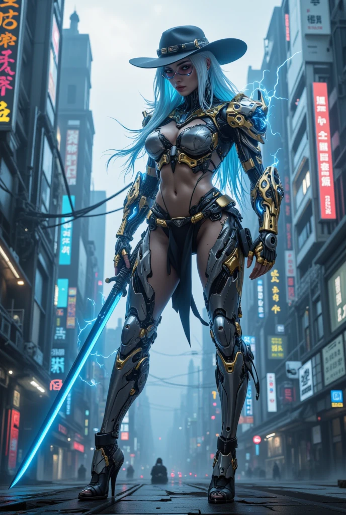 nijisamurai, (masterpiece, best quality:1.3), intricate, 8k, HDR, wallpaper, cinematic lighting, 1girl samurai, (universe), holding sword, no humans, glowing, armor, glowing eyes, full body shot, mecha, <lora:Samurainiji:0.7>, <lora:add_detail:1> <lora:LowRA:0.7> <lora:epi_noiseoffset2:1>