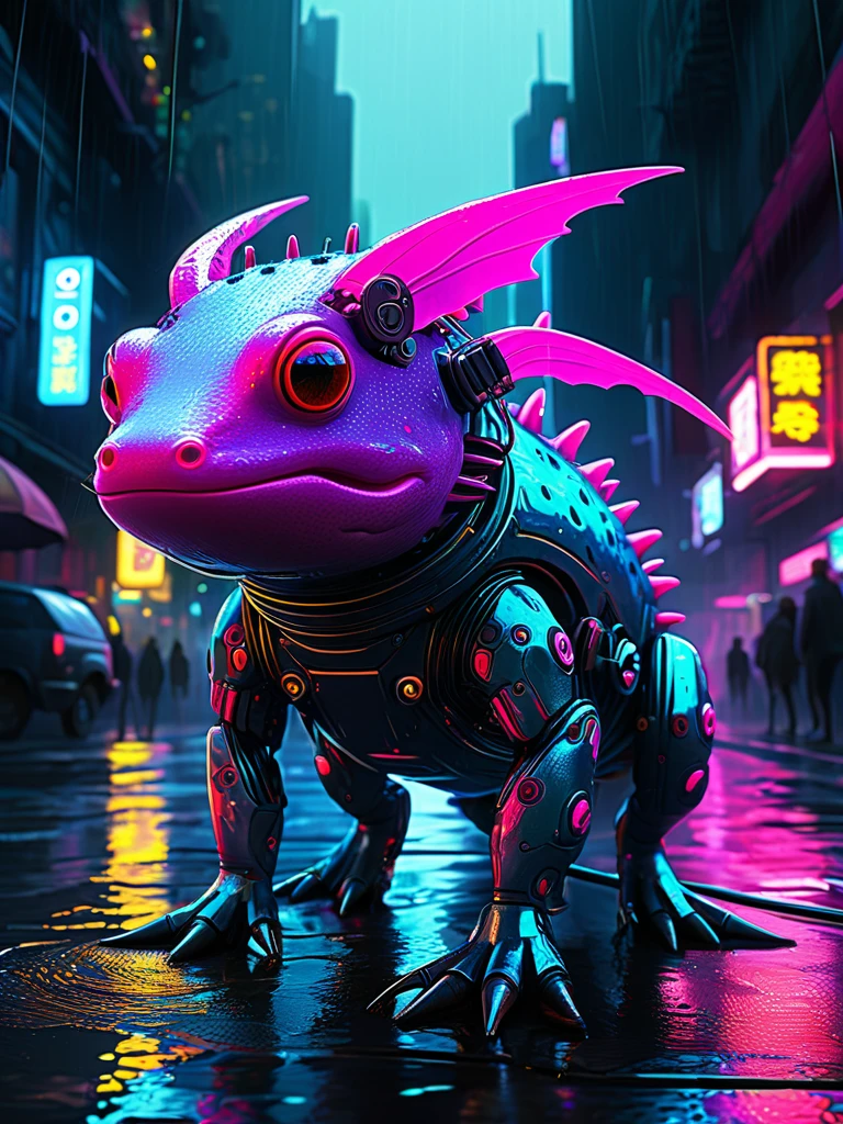 ultra-fine digital painting of a Amphibious creature emerging from subaquatic depths in a Cyberpunk city with neon skyline <lora:xl_more_art-full_v1:0.3>, <lora:EnvyBetterHiresFixXL01:0.4>, <lora:DonMCyb3rN3cr0XL:0.7> DonMCyb3rN3cr0XL, super detail, ultra-realism, Volumetric lighting