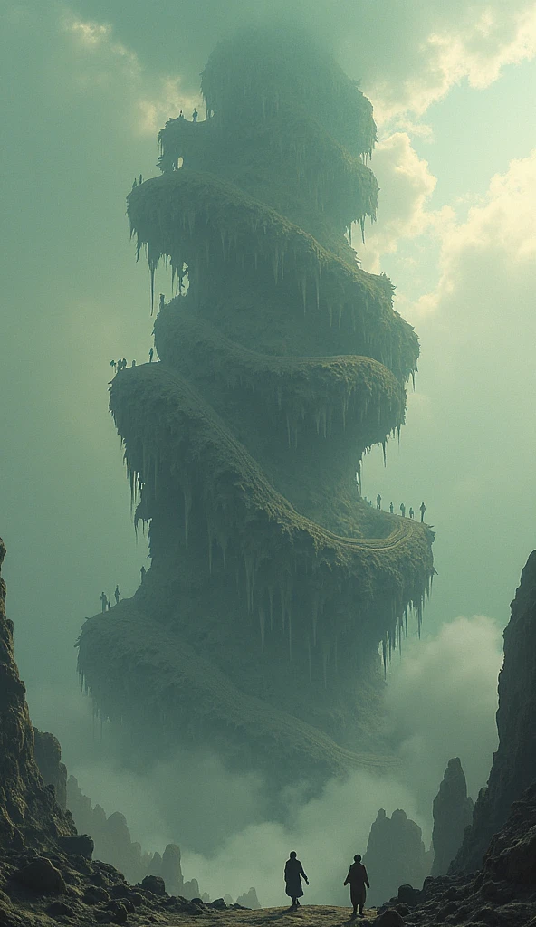 a surrealistic Tower of Babel