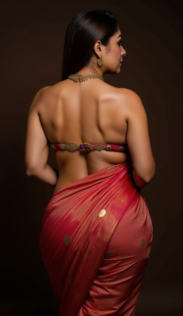 Foto RAW, photorealistic, photography, full body shot, master shot, perfect eyes, goddess like beauty, pierced eyes, perfect thick chubby mallu Desi aunty bhabhi, Wearing a Stanapatta, a chest-band.Saree model, model Photography, Indian saree shoot, Indian traditional wear advertising photography, traditional wear brand shoot, face of Indian actress Sonakshi Sinha, masterpiece, realistic, realism, incredible details, pleasure, photorealism, detailed skin, skin pores, high contrast, photorealistic Artstation 8k HD digital art trend of high definition and detailed realistic skin texture, ultra detail, realistic skin texture, armature, best quality, ultra high definition, (photorealistic:1.4),, high resolution, detail, raw photo, sweat, Re sharp, by Lee Jefferies Nikon D850 Film Stock Photo 4 Kodak Portra 400 Camera F1.6 Lens Rich Color Ultra Real Realistic Realistic Textures Dramatic Lighting Unreal Engine Trending at Art Station Cinestill 800,(pele altamente detalhada: 1.2), 8k UHD, DSLR, soft-lighting, alta qualidade, grain of film, Fujifilm XT3,she didn't like to wear blouse or bra, she is happy to wear only saree, she hates blouse or bra, detailed hairy armpits, hyper realistic skin, skin pores, sweat, veins,