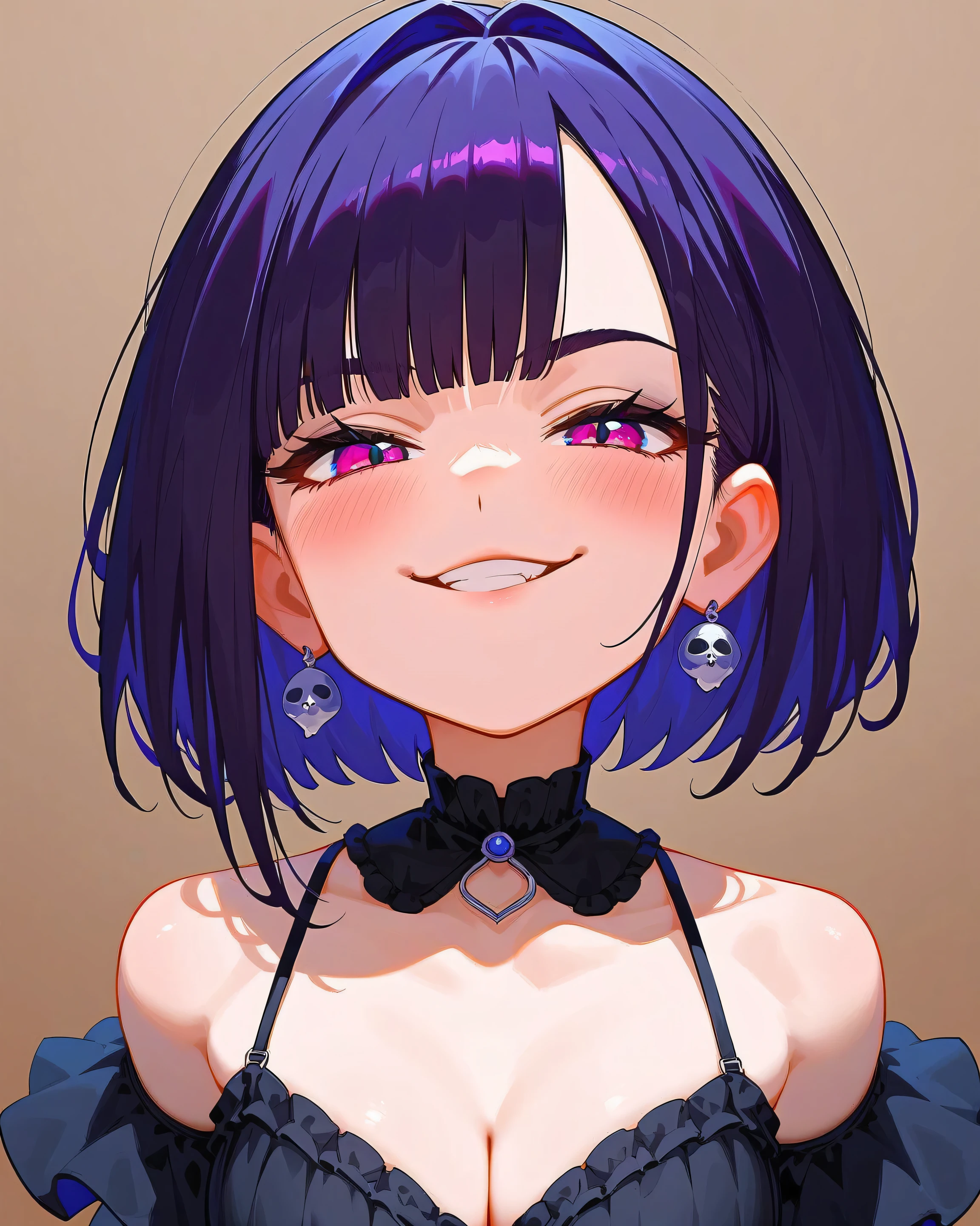 (gothic women), 21 years old, fall on my face, Best quality, score_9, score_8_up, score_7_up, textured skin 1.8, blushing deeply, smug smile
