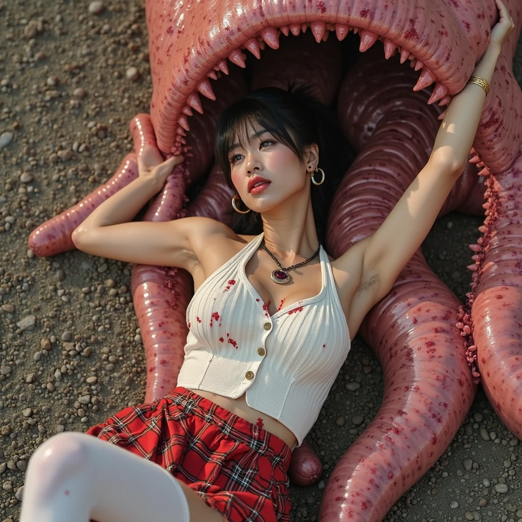 Woman attacked by monster tentacles、Kissing Face、Highest quality, masterpiece, Ultra-high resolution, (Realistic:1.4), ) RAW Photos, 1 caucasian girl, 2,Slender body,)),((Looking down)), Realistic pictures,  ,Inside the church、whole body、Disheveled clothes、fair, Beautiful Skin、Immaculate skin、Please bend your knees、Boldly spread your legs wide(Spread your legs)、Violated by slimy tentacles、Attacked by multiple tentacles、Sleep on your back:1.4、Tentacles penetrate deep into the female genitals、Tentacles wrapped around chest、Stewardess Blouse、Open your mouth