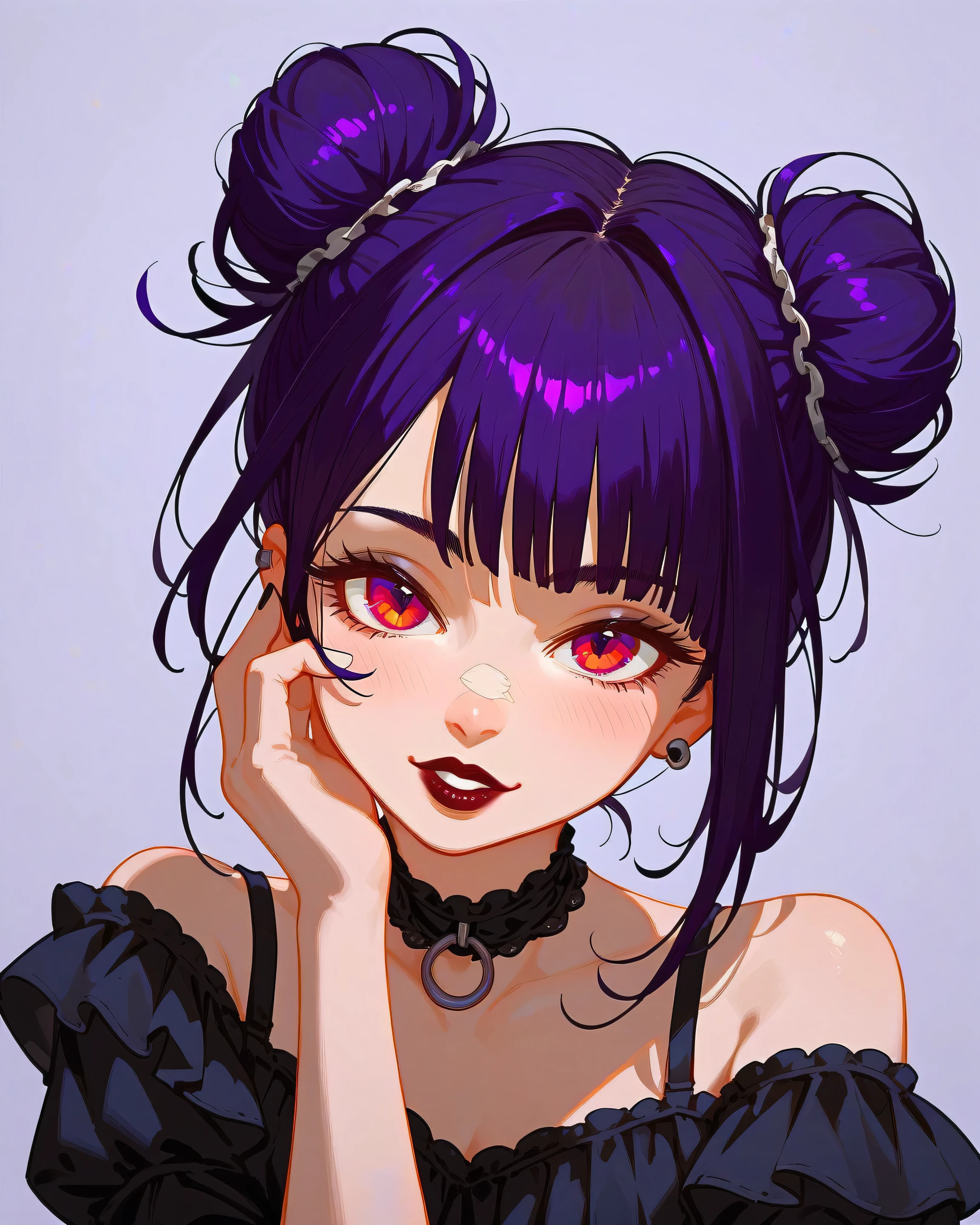 (gothic women), 21 years old, fall on my face, Best quality, score_9, score_8_up, score_7_up, textured skin 1.8, hair in a messy bun