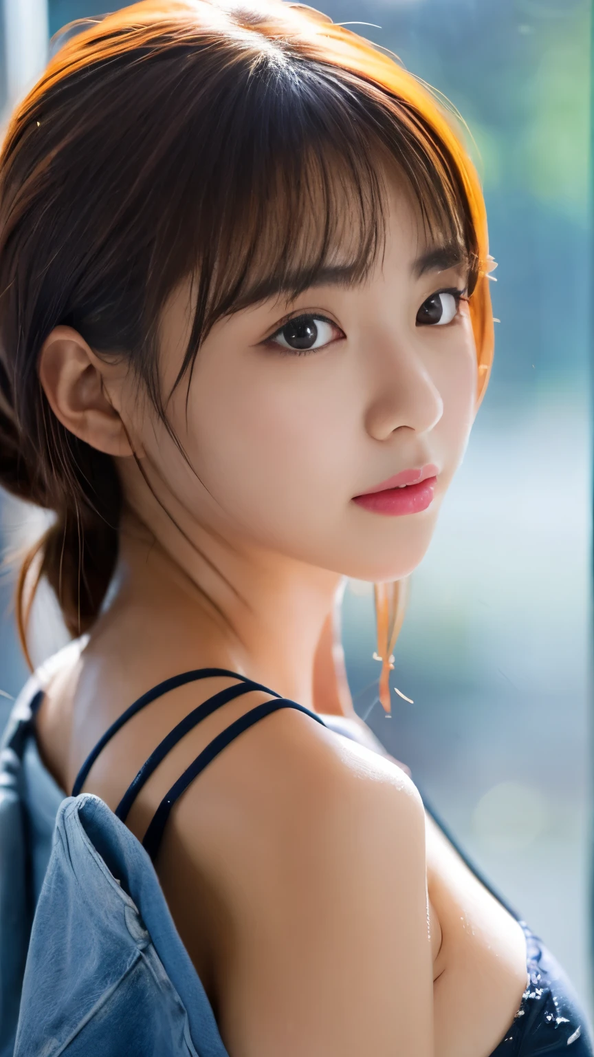  ulchan-6500-v1.1, (RAW photo:1.2), (Photorealistic),  beautiful detailed girl in a blue trench coat , very well detailed目と顔, beautiful and delicate eyes, file size is large, high definition, very well detailed, TOP QUALITY, [ masterpiece:1.6], Awareness-raising, very well detailed, CG, finely, TOP QUALITY,  8k Wallpaper,  Movie Lighting, 1 girl, ,  Perfect Body , BIG FIRM BREASTS、【Big Breasts、Heavy chest】、Cute droopy eyes、BEAUTIFUL BIG EYES、Sweaty and wet、【SEXUAL EXCITEMENT:1.6】、( my whole body is wet:1.2)、There&#39; light in my eyes、 short hair、high school girl、(Japanese School Swimsuit、Navy Blue One Piece Swimsuit、 navy blue Japanese student swimsuit:1.3)、 outdoor pool、dynamic pose、 and a shape with a huge border