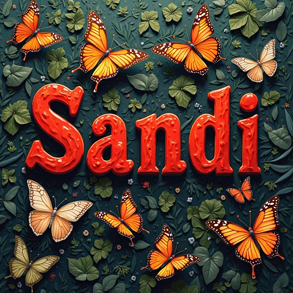 A sign with Ovando's name in the center with butterflies around it