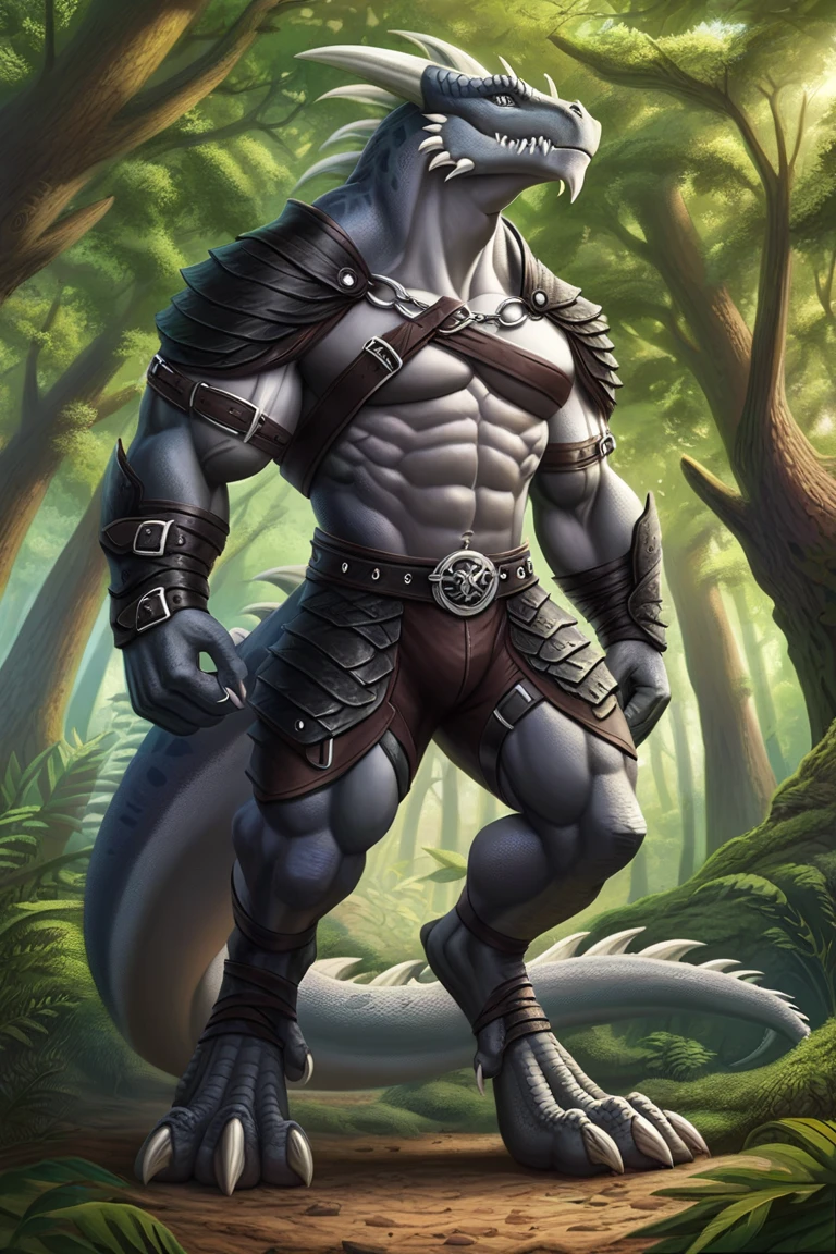 1 tall slim black adult dragon, musculoso,ojos rojos,que lleve una alas negras en su espalda,(presiso:armor that does not cover your muscles, pechos,six pack, He also wears a very ugly loincloth.,).(Fondo:en unas ruinas antiguas en el bosque soleado,con sombras,only the black adult dragon standing head-on agitated and sweating excessively,).(((The black adult dragon sweating excessively))),(((that does not cover his chest and six pack of the adult black dragon sweating excessively))).