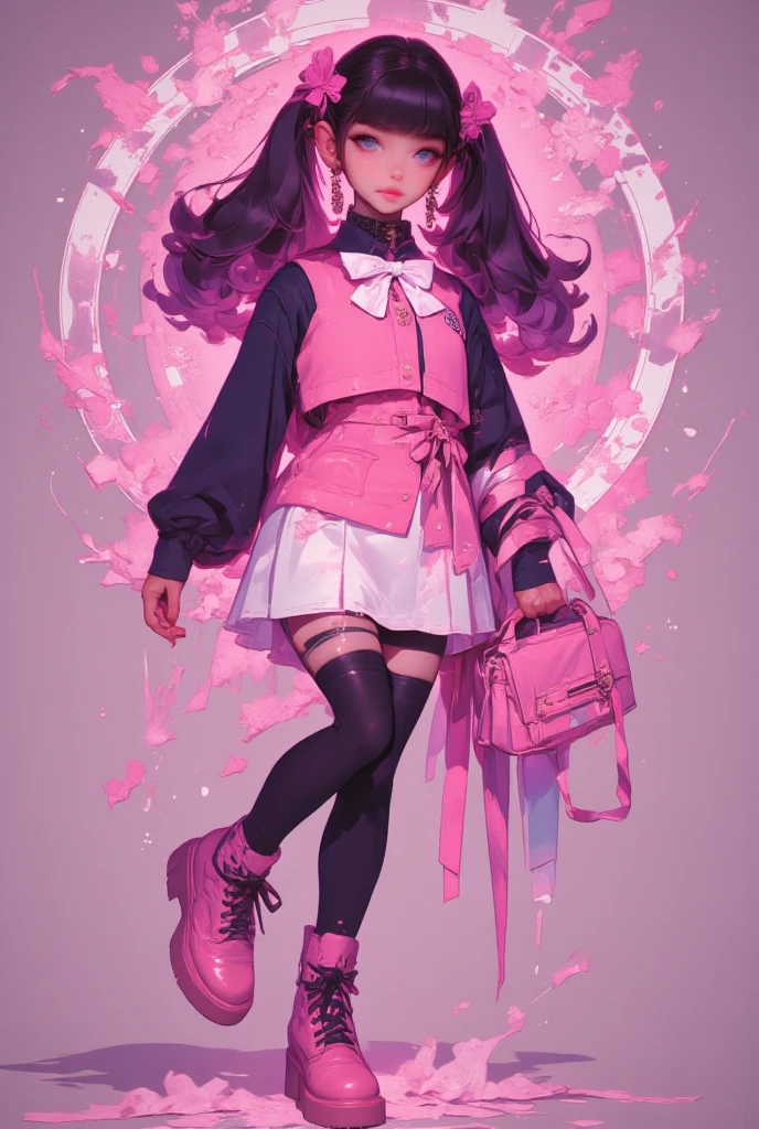 1 girl,(Ai Hoshino, Long hair, Purple hair, Striped hair ,Purple eyes, Star-shaped pupils, hair adornments) ,((masterpiece)), ((best quality)), (ultra-detailed), ((kawaii)), cute, (lovely), ((extremely detailed)), 4K, (8K), best quality, (beautiful), extremely detailed game CG, Live performance venue, a cute girl, 1girl, solo, idol, beautiful black short hair, colorful glow stick,colorful Spotlight hair ornaments, smile, closed eyes, ((idol)), big smile, purple dress