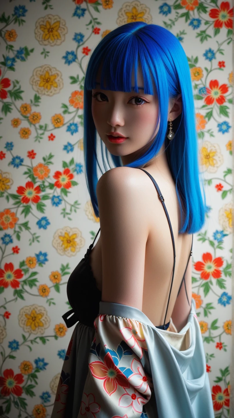Make eye contact with the camera, micro bikini, cleavage,、Los detalles del iris de la pupila son muy sorprendentes、Limbs without breakdowns、Adolescente blanca、Boca naturalmente cerrada、Areola natural、natural 、ojos fijos、cuerpo natural、Slightly baby face、rostro femenino、cuerpo femenino、con cara redonda、a small face、mejillas suaves、Looking at the camera、cuerpo completosbian、Destacamento、Rostro equilibrado、Estrabismo ligeramente interno、topless, Bangs ((big eyes)) revealing breasts. fancy nightwear transparente, Rem, Short hair, Re:Zero, blue hair, Hair dyed blue, maid, servidumbre, mansion, amazing, real anime, diadema en la cabeza, teenager, cute NSFW NSFW