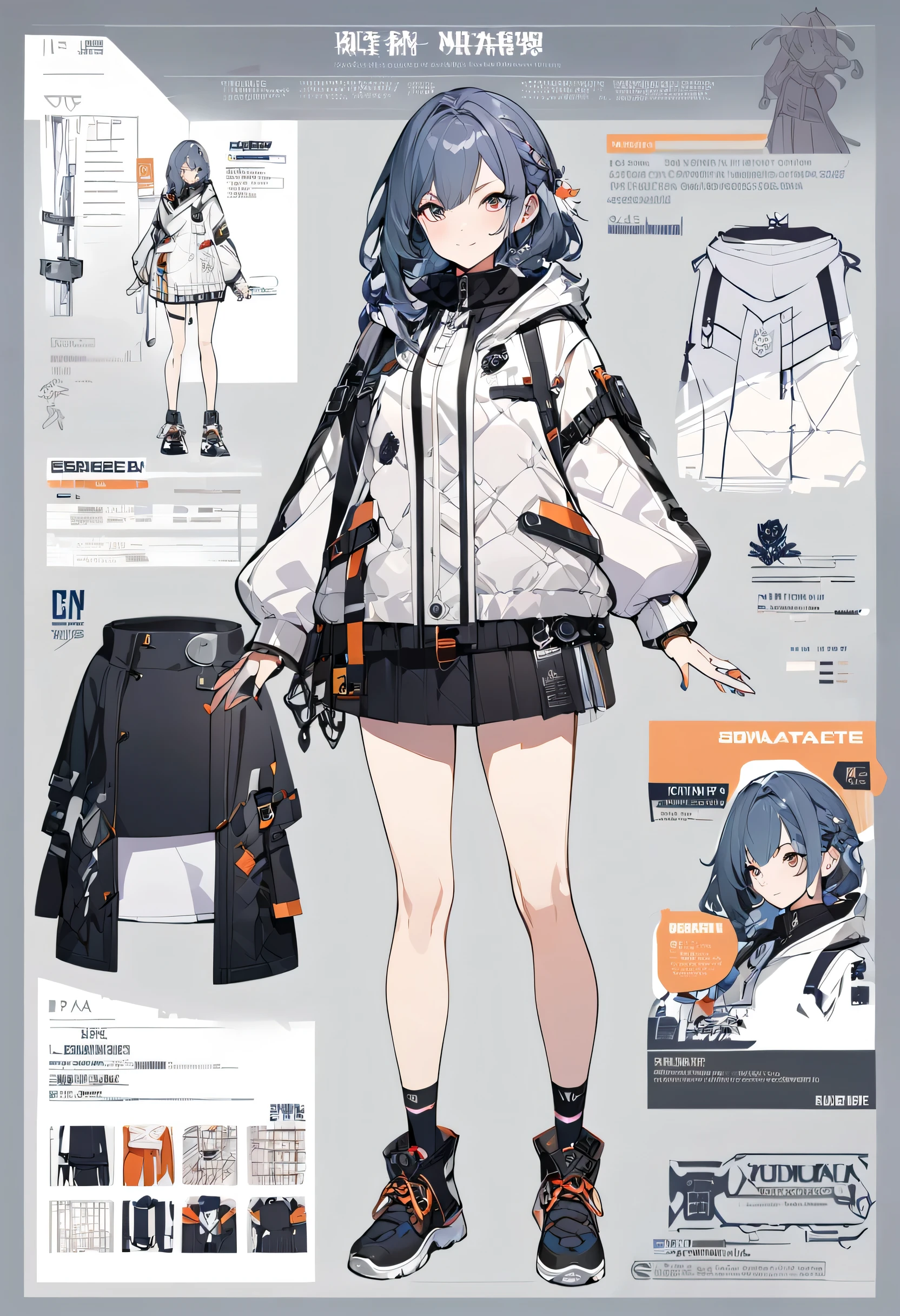 Virtual Character Design,concept character sheet, face, modern design, 1 woman,