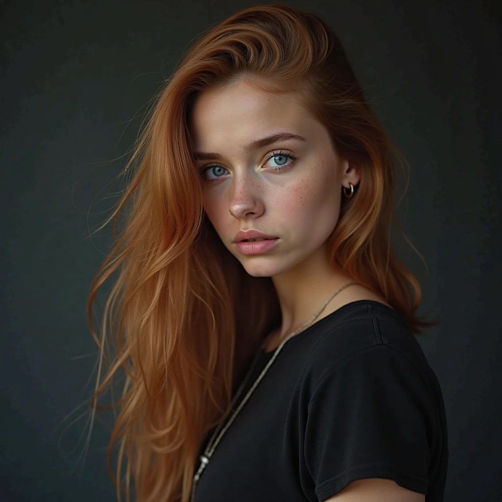 One Girl, Age 19, alone, Aesthetic artwork, Irish, Wavy Red Hair, Shoulder-length hair, Grey Eyes, Light grey eyes, Pale skin, cup, Small breasts, Runner's body, (Textured skin, Skin pores:1.1), It gives me goosebumps, Standing in underwear and touching her breasts