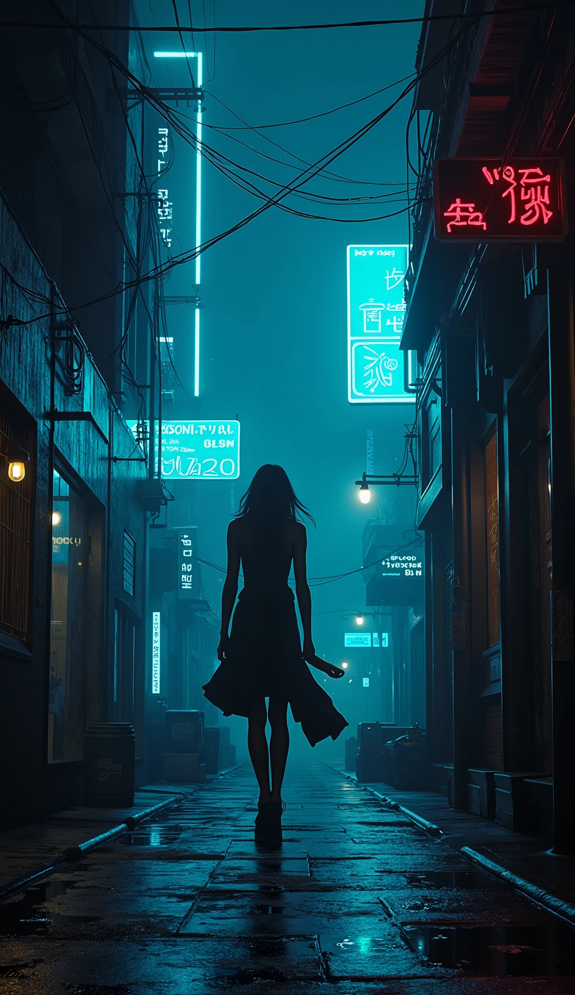 (masterpiece, The best quality, high resolution, 32k , cg extremely detailed:1), (faint neon signs illustration on stage:1.0), ((A shadow on the wall you can see only the shadow of a dancer:1.7 )),(( cyberpunk nightlife :1.4)), 32k