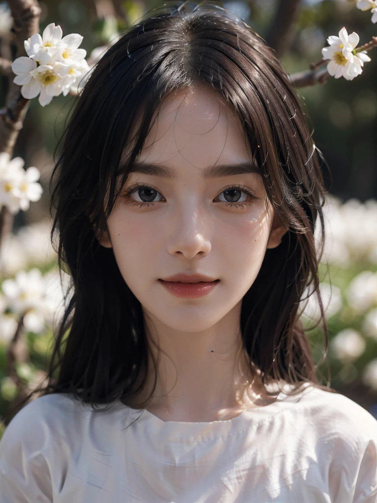 (((Ultra-high resolution、Close-up、Cute Japanese Woman)))、Long, straight black hair frames her face、So that every single hair is clearly visible、Depicts subtle color changes depending on the amount of light hitting the subject、The skin is white and smooth、Has a natural glow、Fine skin texture、Representing the fine details of pores、amountや頬に薄い赤みがある部分を詳細に、The eyes are almond-shaped and dark brown.、Fine details of the iris、Depicts color gradations and patterns、Long, natural-looking eyelashes, each and every one visible、Well-groomed eyebrows、indivual々The hair is clearly visible、Light reflects off into the eyes、Create small highlights、noseは繊細で、nose孔の細かいディテールがある、Lips are plump and naturally pink、Depicts the fine lines and soft curves of the lips、Shiny、Accentuate the shape、Detailed depiction of lip texture、Particular attention to the depiction of light and shadow、Soft natural light gently illuminates the face from the front、amount、nose、Creates a subtle glow on the cheeks、Shadows are cast softly along the contours of the face、cheekbone、Jaw Curve、noseの側面を強調、The gloss of her lips reflects the light faintly.、Emphasizes plump texture、The shadow of the hair adds depth and dimension.、indivual々The hair shines in the light、The background is simple and blurred.、Focus on the face、In the highest quality、Representing the utmost detail