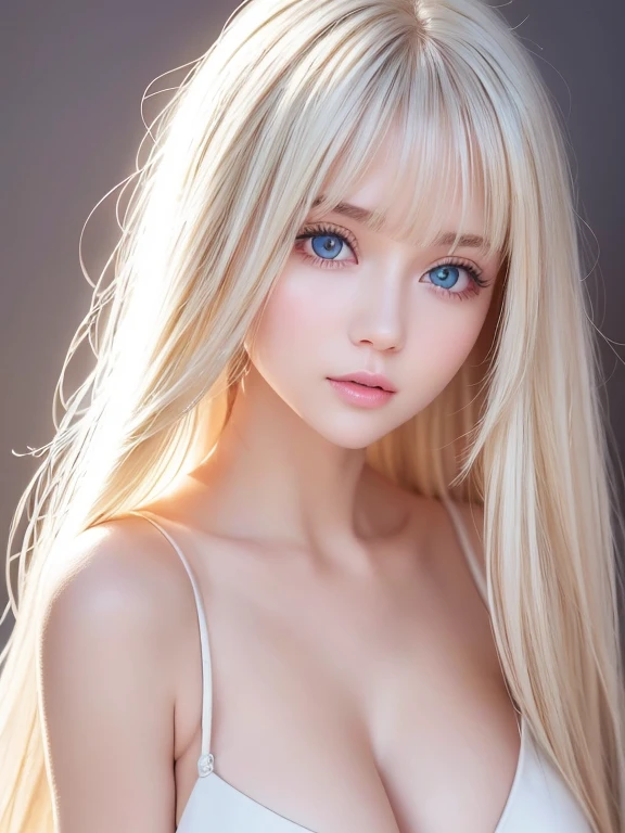 Beautiful Scandinavian girl with beautiful, shiny, bright blonde, mysterious hair.、Super long straight silky hair、Sexy and very beautiful shiny pretty face、Beautiful, glowing skin、Mysterious blonde light reflecting dazzlingly、Beautiful, cute and sexy, shining pale bright sky blue big eyes、Very big eyes、Beautiful super long shiny silky blonde hair、Swing your bangs in front of your eyes、Sexy 16 year old cute little beautiful girl、Blonde hair above the eyes、片Blonde hair above the eyes、Blonde hair between the eyes、Cheek highlighter、Small Face Beauty