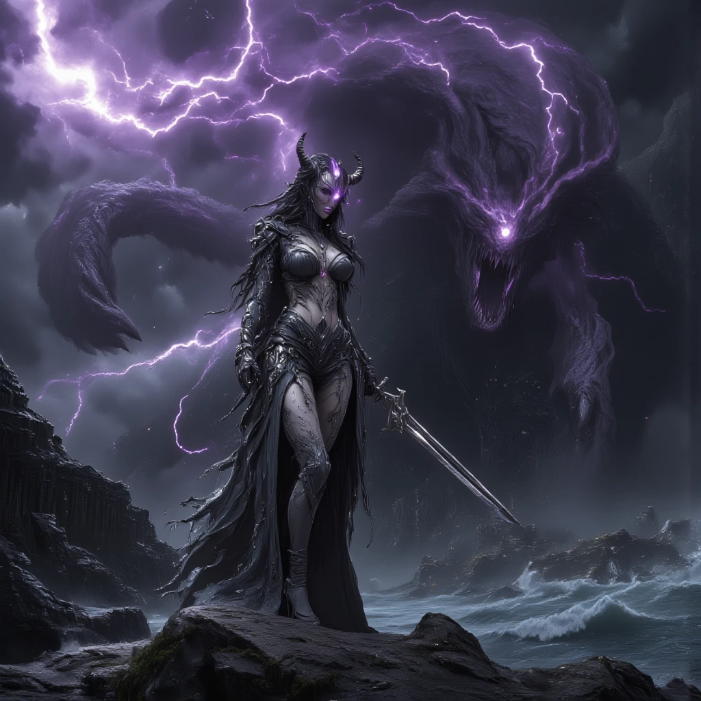 Geyadrone Dihada from Magic the Gathering, a powerful and ancient demonic planeswalker with tentacles rather than legs. Phyrexian. The tentacles are metal and have claws on the end. No legs, replaced with metal robot tentacles.