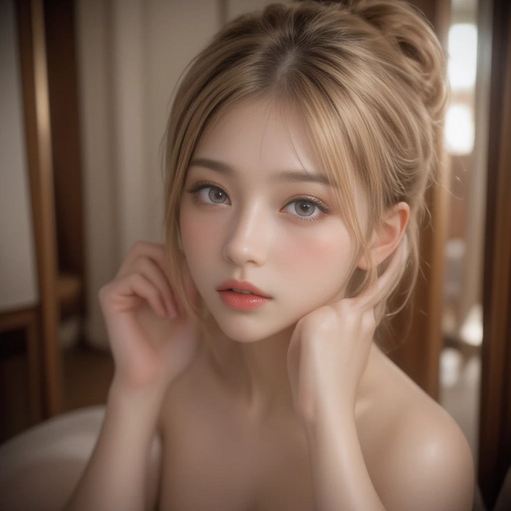 (Browsing Caution:1,4),Mix 4, (8k, RAWphotograph, Highest quality, Tabletop: 1.45), (Realistic, Realistic: 1.37), With a girl, cute, bed,illumination, night, プロのillumination, photographn mapping, Radio City, Physically Based Rendering, Gradient Brunette, 高品質のphotograph, High resolution, 1080P, (Beautiful face), (Detailed facial depiction), (Detailed description of the hand), (Delicate CG), Extreme light and shadow, Rich details, (Detailed facial features), (Highest quality), (Fine Eyes), Look in front of you,Beautiful woman, Highly detailed face, Highly detailed lips, Fine Eyes, double eyelid,  超High resolution, (Faithfulness: 1.4), photograph, 1 girl, [(sad)],  , Thin limbs, sunlight, movie, Cool pose, I Cup, Highest qualityな完璧なボディ, photographのような, (1 girl: 1.3), Perfect balance, (Huge, Perfect breasts, Areola),(Realistic, Photorealistic:1.37),One Girl, Cowboy Shot,Professional Lighting, Photon Mapping, Radio City, RAWphotograph、(Photorealistic:1.4)、Octane Rendering、Complex 3D rendering with ultra-detail, Studio Soft Light, Rim Light, Vivid details, Super Detail, Realistic skin texture, Detailed aspect, Beautiful details in the eyes, Highly detailed CG Unity 16k wallpaper, compensate, (Detailed Background:1.2),Highest quality, 超A high resolution, Tabletop, One Girl, 20-year-old, , cute顔,((Light on face:1.2)),((movie照明:1.2)),(Photorealism:1.4),((30 piercings in left ear)),((necklace)),((A woman who always smiles)),((nightのプールサイド:1.4)),((Lighting on face:1.1)),((Close-up of face:1.2)),((Delicately depicting the face:1.2)),((Golden hair color:1.4))(Very short bob hair:1.5),(((Fully nude))),(((nsfw)))