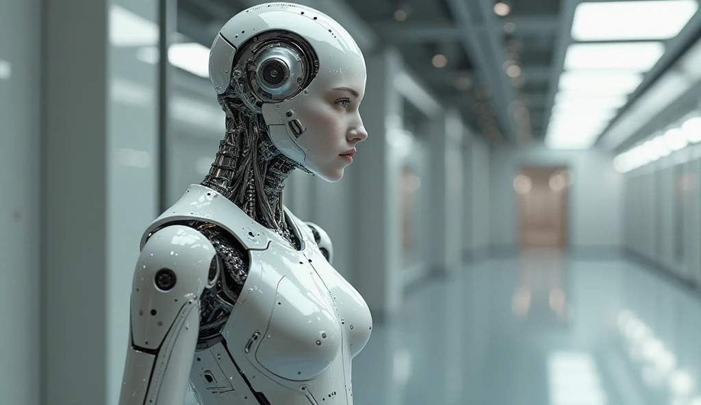 (8K、highest quality、masterpiece:1.2)、(realistic、Photoreal:1.37)、super detailed、surrealism、anatomically correct、1 female robot doctor with beautiful face、mechanical fuselage、Internal organs、lung、Stretched blood vessels、hospital、Examination room