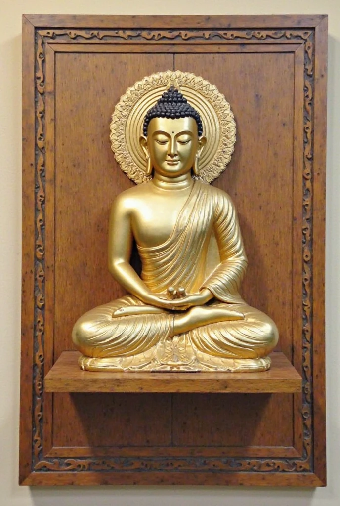 Crie uma imagem de Gautama Buda em uma postura serena, destacando sua sabedoria e tranquilidade. Utilize tons suaves e elementos que transmitam serenidade. com um fundo na natureza
