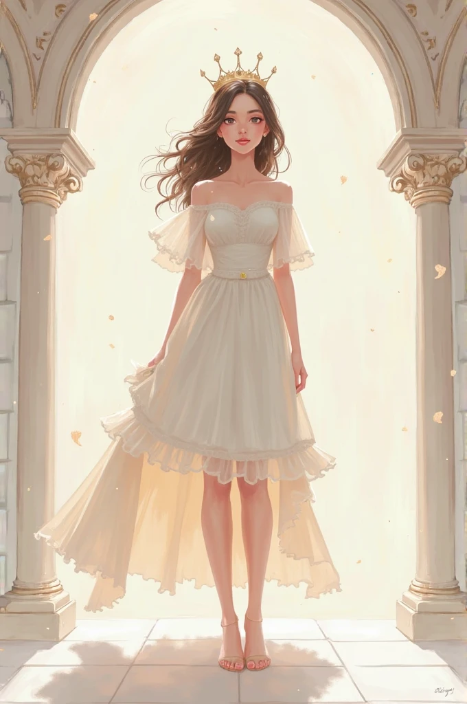 In the wind of the evening stars, of the evening stars, blowing small white flower petals, full-body picture of a beautiful, sweet young woman, 25 years old, wearing a Thai Dusit dress, white with a blue-gold sparkle, wearing a gold sarong, a white silk shawl, glowing and shimmering, with long black hair, tied loosely. The scene is beautiful like a dream, a jasmine garden scene, white, pink, glowing and shimmering light, 3D picture, oil painting, sharp picture.
