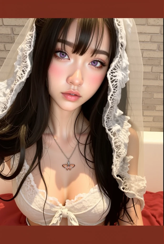 <lora:virtualgirlAim_v20:0.8>, (RAW photo:1.2), (photorealistic:1.4),(intricate details:1.2),(masterpiece:1.3),(best quality:1.4), (ultra highres:1.2), cinema light, ultra high res,(detailed eyes),(detailed facial features),(detailed clothes features), nude, naked, topless, see through, hard nipples, HDR, 8k resolution, looking at viewer, (bangs:1.1), skin tight, (shiny skin),(slender girl),dreamlike,((black lace wedding dress)),nsfw, ((detailed wedding veil with flowers)), hair ornament, long black gloves, black ribbon, holding flower, narrow waist, soaked, wet clothes, wet hair, water drop, translucent, (extreme detailed illustration), nipples, bedroom, small breasts, straight hair, long hair, black hair, light blue eyes, 1girl, cute, innocent, (smile), skinny body, indoors, breasts, (small_tits),