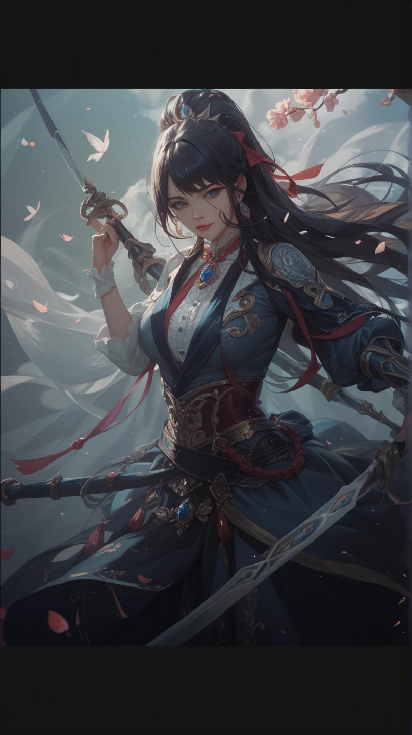 holding a sword