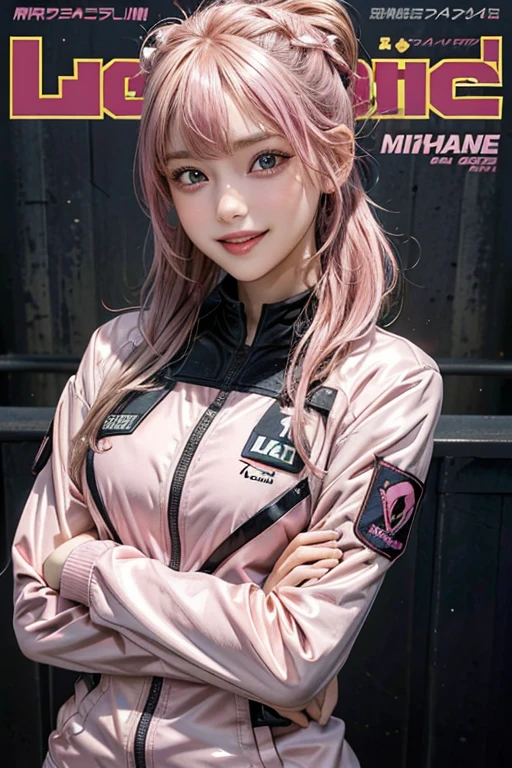 (photorealistic:1.4),best quality, ultra high res,
4k, instagram,
higly detailed,
alice \(nikke\),pink bodysuit,animal ears, fake animal ears, gloves, headphones, headset,
jacket,pink latex bodysuit, pink eyes,twintails, white gloves, white hair,
VirtualGirl-Aim, medium breasts, long hair, crystal pendant, smile,
full body shot,
