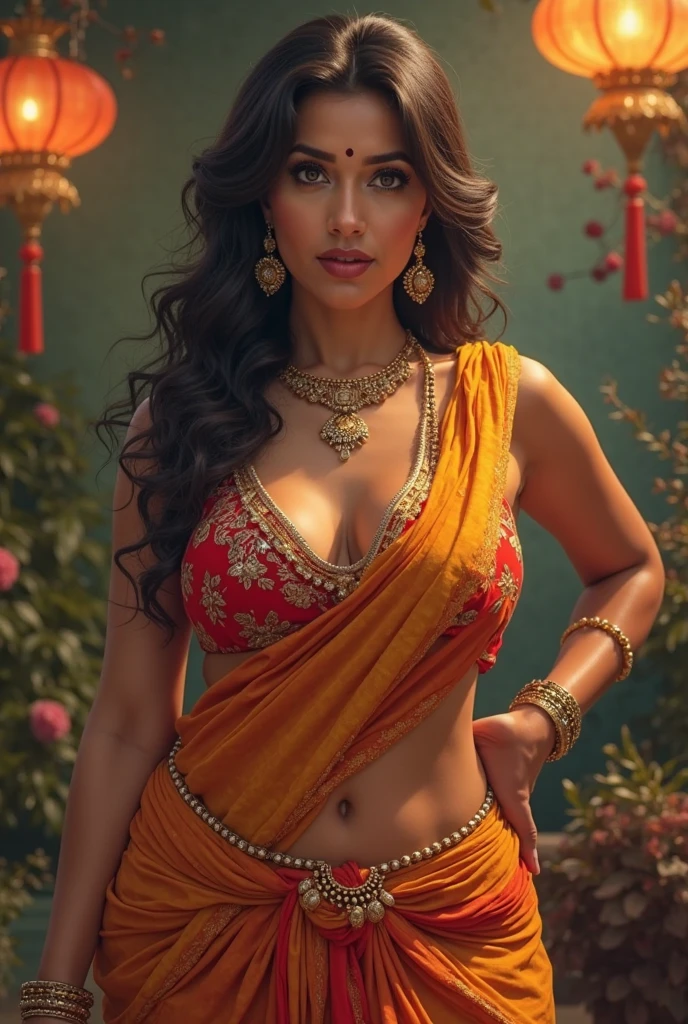 Woman wearing saree posing for photo, indian goddess bikini taspatrine, Traditional beauty, Indian, Beautiful goddess woman, A gorgeous one , indian style, indian super model, Beautiful teenage girl, Beutiful women, south east asian with long, provoking indians, gorgeous beautiful woman, complex clothing, Hindu aesthetic, Beautiful Asian Girls, The shooting details of the goddess are very good, It's jaw-droppingly beautiful, Big and deep sexy navel
